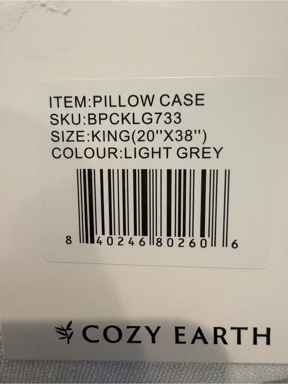 Cozy Earth Bamboo Pillowcases set of 2 - light gray - king - new in packaging